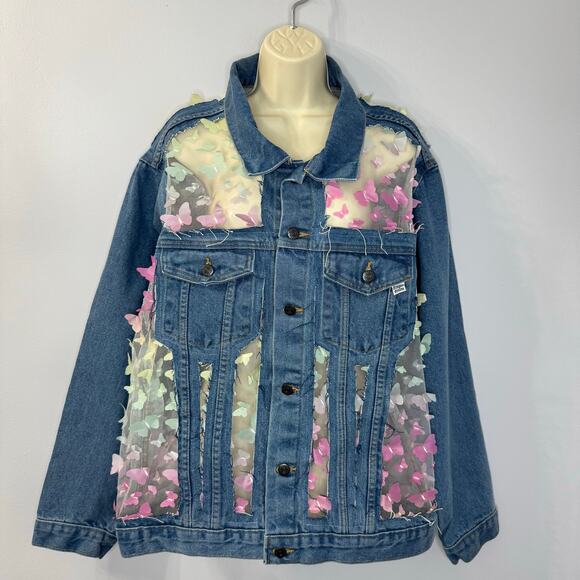 Dragon Denim The Mariposa Denim Jacket Oversized Festival Concert Feary Fairy - Picture 12 of 13